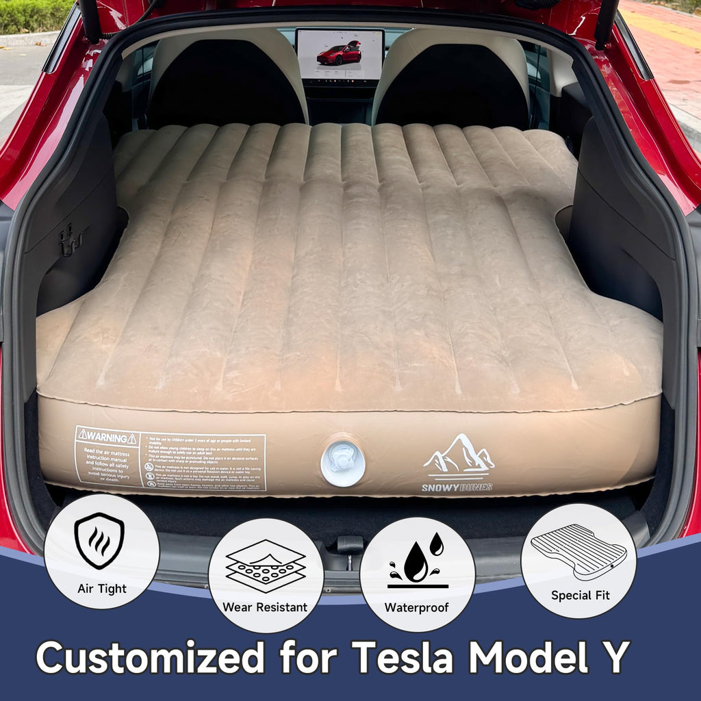 Tesla Model Y Air Mattress: Customized with True Flat 3D Fit, No Slope Flat, with 12V/110V Air Pump, Camping Sleeping