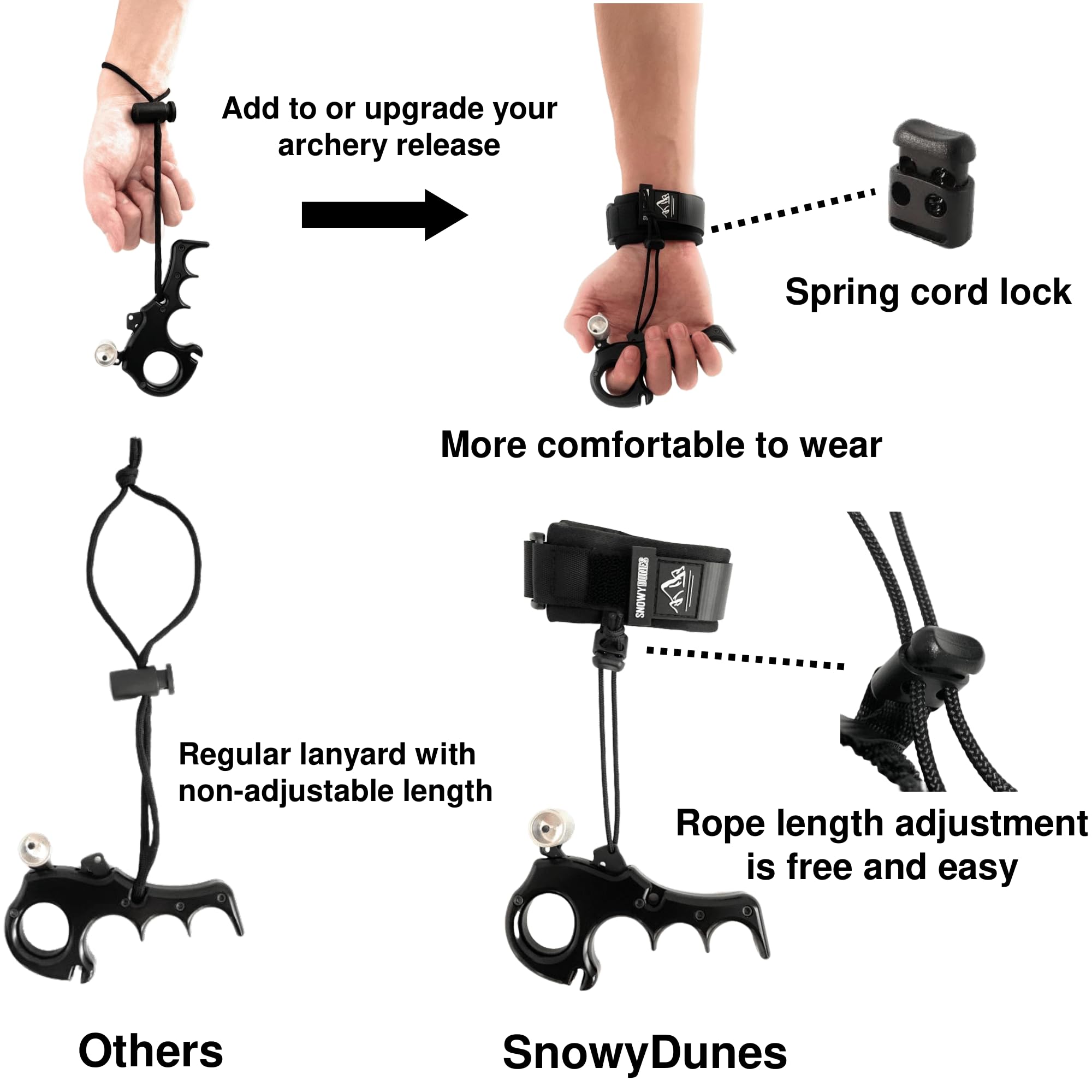 Adjustable Archery Release Wrist Strap Sling Lanyard for Handheld Releases